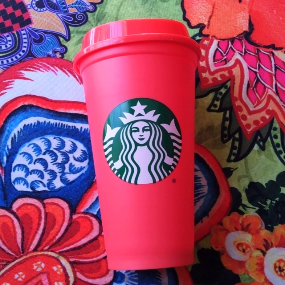 Starbucks Coral 16oz Hot Cups - Lids Change Color Heavy Plastic